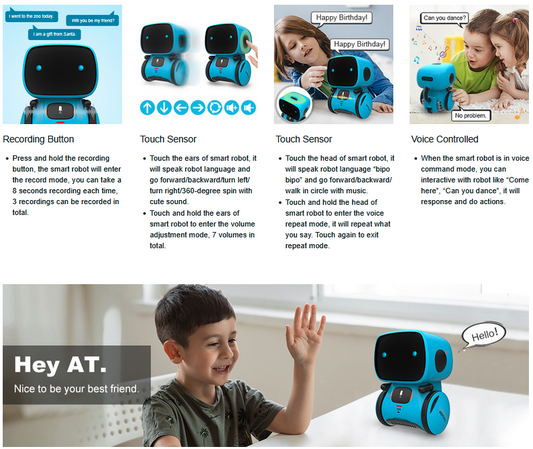 Interactive Smart Robot Kids Toy Voice & Touch Control Dancing Talking Pet Gift