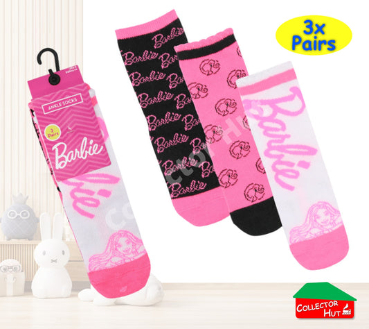 Children's Novelty Ankle Socks 3 Pack Pairs Peppa Pig Superman Paw Patrol Barbie
