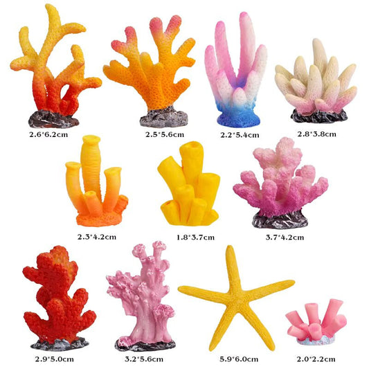 Mini Aquarium Medium Decorations Natural Coral Plants