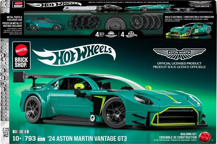 Mattel Brick Shop Hot Wheels ELITE ’24 Aston Martin Vantage GT3 Scale Model Kit