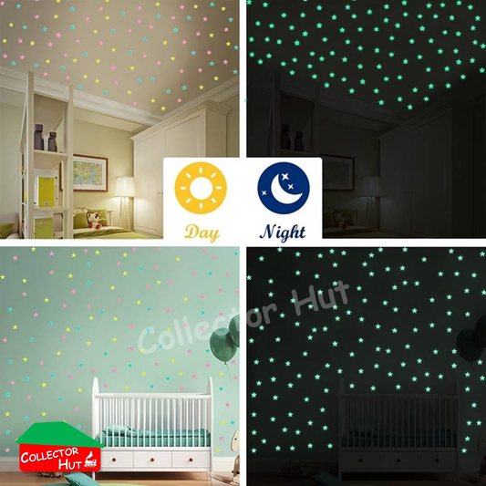 Glow in the Dark Plastic Stickers Dinosaurs Unicorns Stars Pink White Blue Green