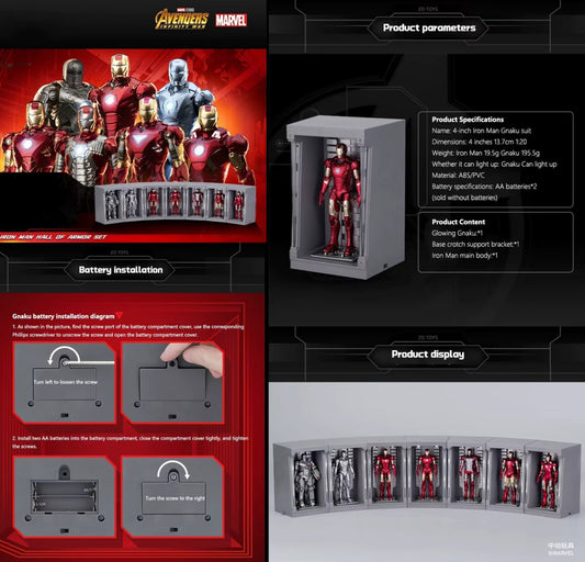 Iron Man Marvel Action Figures 1:20 Scale Hall of Armour Series MK 1-7 ZD Toys