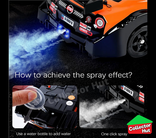 Drift RC Car 1:16 Scale High Speed LED Lights Smoke Effect 4WD 2.4Ghz GIFT BOXED