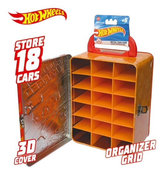 Hot Wheels Die Cast Tin Storage Carry Case for 18 Cars OFFICIAL BRAND