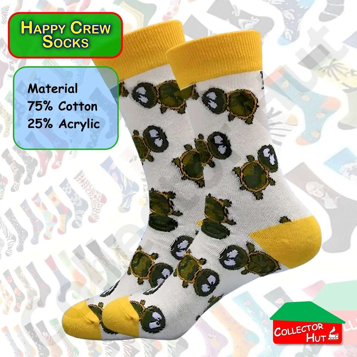 Happy Crew Socks Novelty Breathable Anti-Odour Men's Unisex UK 6-8.5 EU 39-42