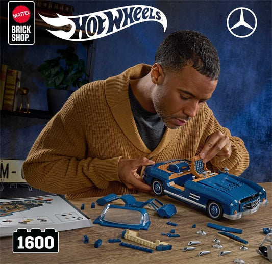 Mattel Brick Shop Hot Wheels Mercedes-Benz 300 Sl Building Toy Kit (1600 Pieces)