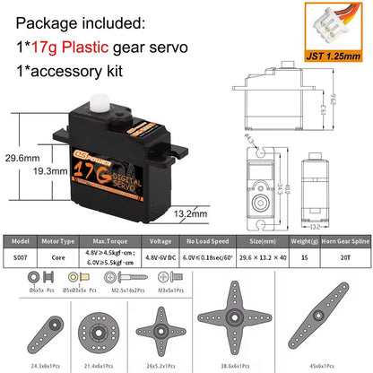 Digital RC Servos 17g 21g 25g 6KG 15KG 20KG JR JST 3 pin 5 pin