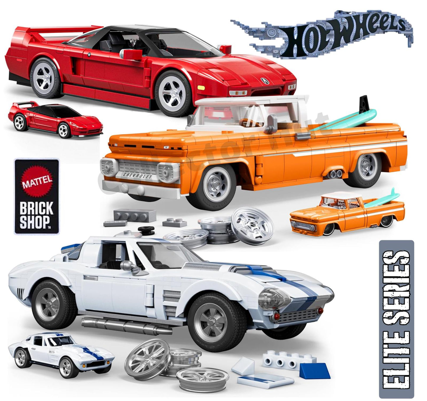 Hot Wheels Brick Shop ELITE 1:16 Scale Model Car Kits