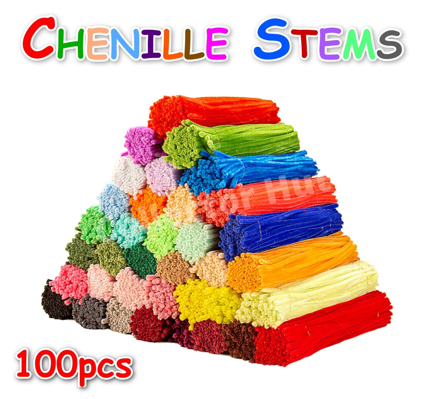 Chenille Craft Stems Pipe Cleaners 100pcs 30cm x 6mm Flexible Craft Supplies