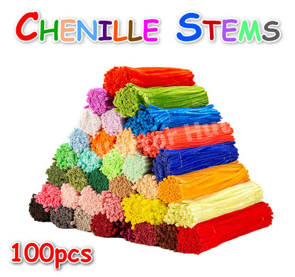 Chenille Craft Stems Pipe Cleaners 100pcs 30cm x 6mm Flexible Craft Supplies