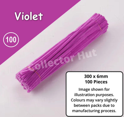 Chenille Craft Stems Pipe Cleaners 100pcs 30cm x 6mm Flexible Craft Supplies