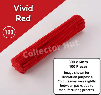 Chenille Craft Stems Pipe Cleaners 100pcs 30cm x 6mm Flexible Craft Supplies