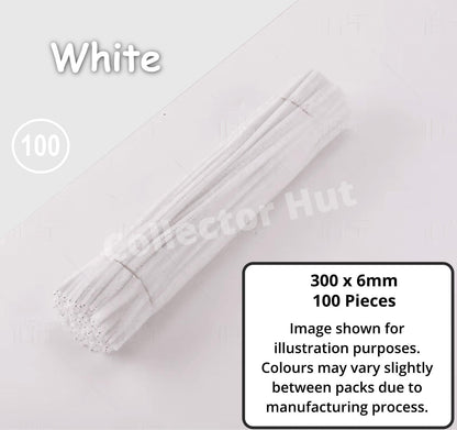 Chenille Craft Stems Pipe Cleaners 100pcs 30cm x 6mm Flexible Craft Supplies