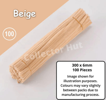 Chenille Craft Stems Pipe Cleaners 100pcs 30cm x 6mm Flexible Craft Supplies