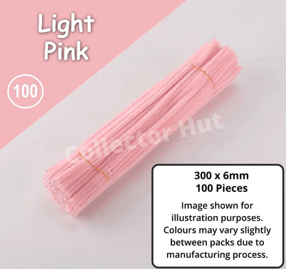 Chenille Craft Stems Pipe Cleaners 100pcs 30cm x 6mm Flexible Craft Supplies