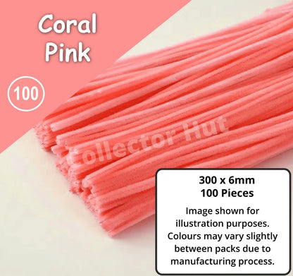 Chenille Craft Stems Pipe Cleaners 100pcs 30cm x 6mm Flexible Craft Supplies
