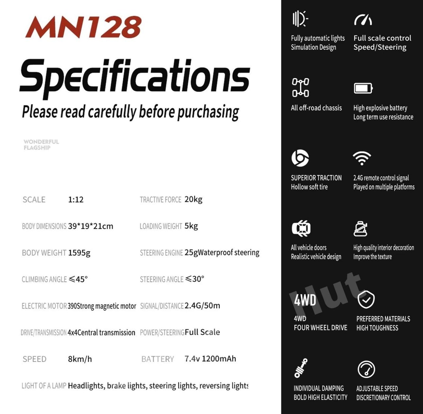 MN128 RC Rock Crawler 1:12 Scale Premium Design Upgradable