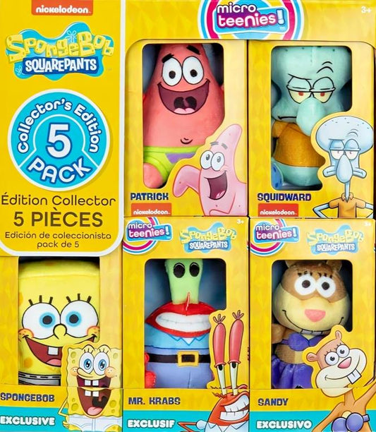 SpongeBob SquarePants Micro Teenies Plushies Set Exclusive Collector 5-Pack