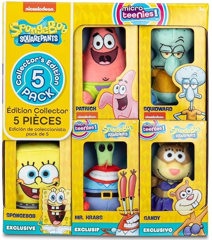 SpongeBob SquarePants Micro Teenies Plushies Set Exclusive Collector 5-Pack