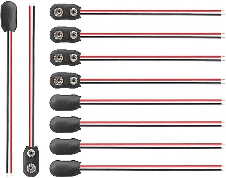 PP3 9V Battery Snap on Leads 10pcs Connector Clip 150mm Straight