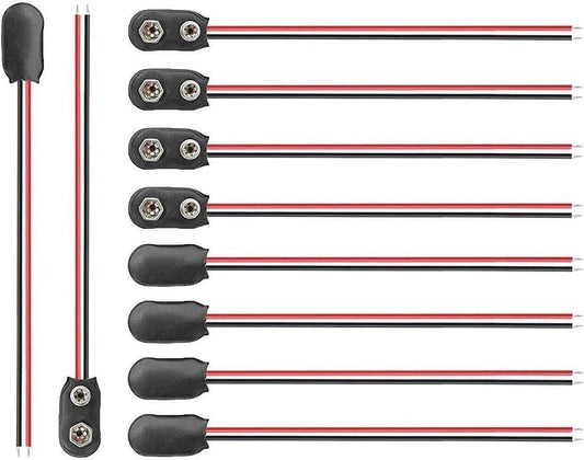 PP3 9V Battery Snap on Leads 10pcs Connector Clip 150mm Straight