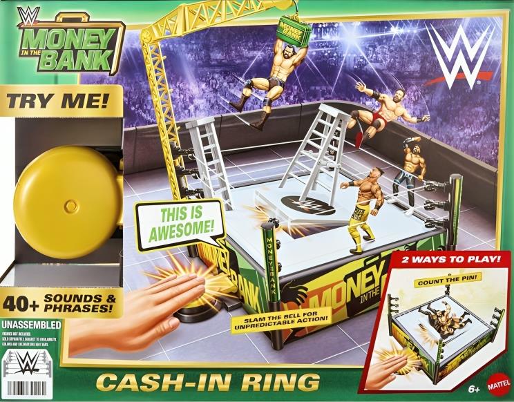 WWE Money In The Bank Cash In Wrestling Ring Playset W/ Accessories 40+ Sounds