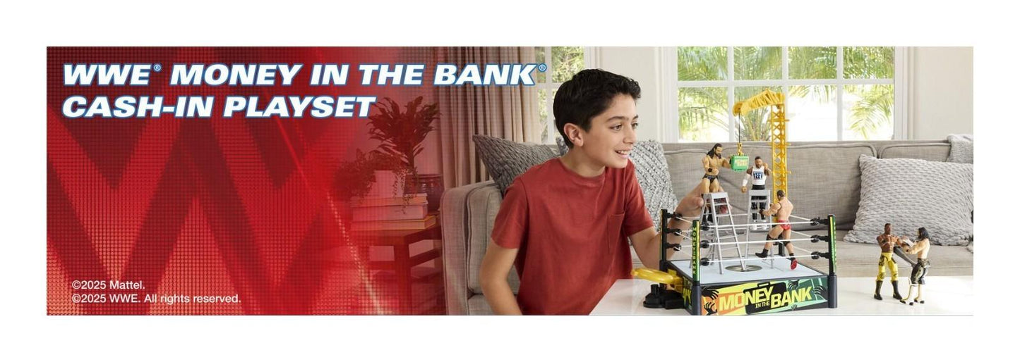 WWE Money In The Bank Cash In Wrestling Ring Playset W/ Accessories 40+ Sounds