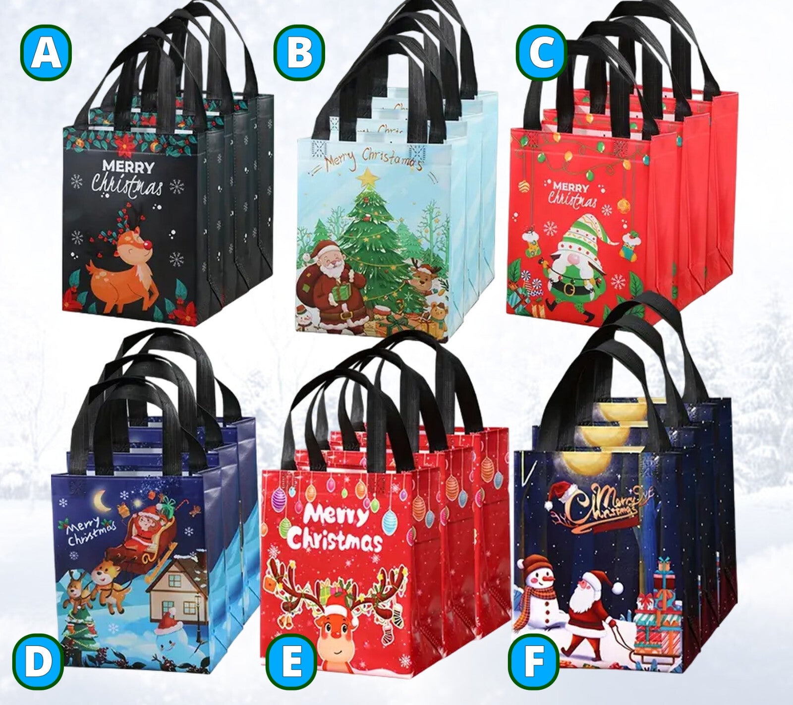 Christmas Novelty Tote Gift Bags Fabric Choose a Pattern
