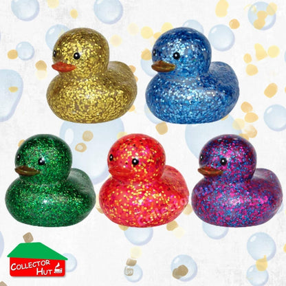Novelty Rubber Ducks GLITTER 5cm Assorted Characters Designs