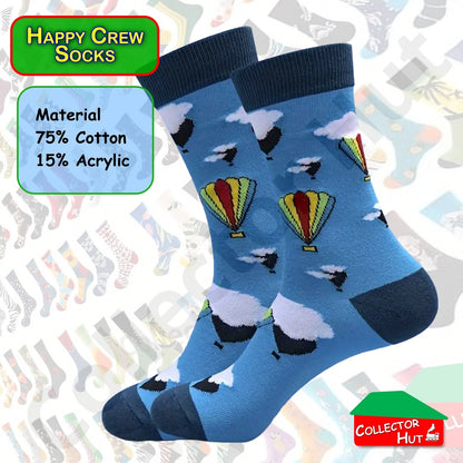 Happy Crew Socks Novelty Breathable Anti-Odour Men's Unisex UK 6-8.5 EU 39-42