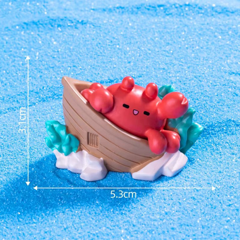 Mini Aquarium Medium Decorations Boats Planes Huts Coral Shells