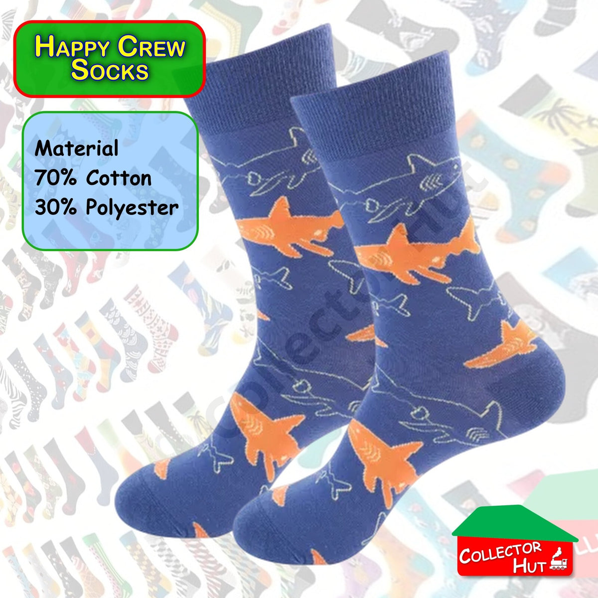 Happy Crew Socks Novelty Breathable Anti-Odour Men's Unisex UK 9-11 EU 43-46