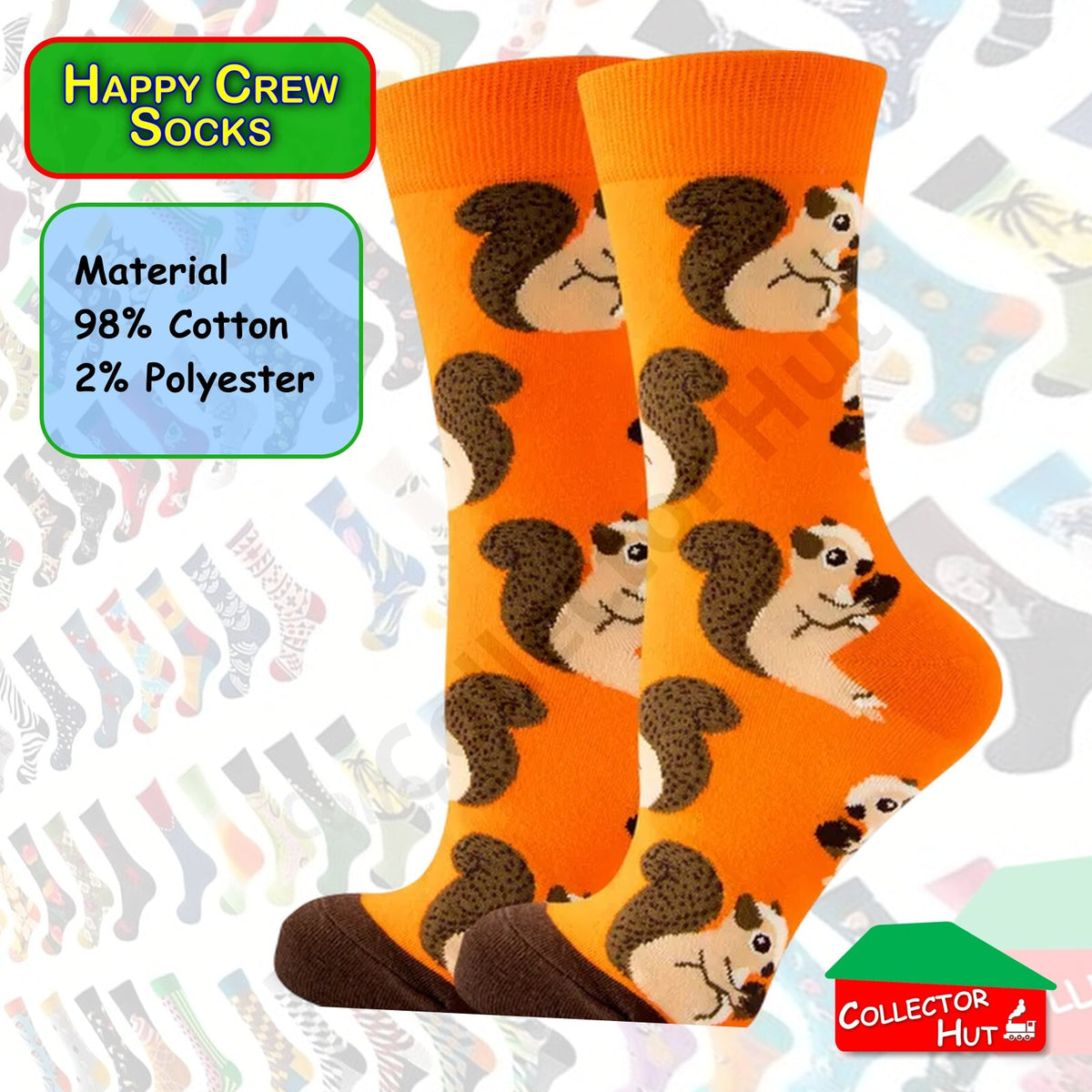 Happy Crew Socks Novelty Breathable Anti-Odour Men's Unisex UK 6-8.5 EU 39-42