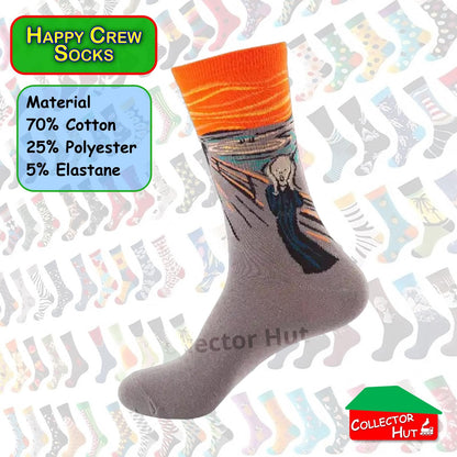 Happy Crew Socks Novelty Breathable Anti-Odour Men's Unisex UK 6-8.5 EU 39-42
