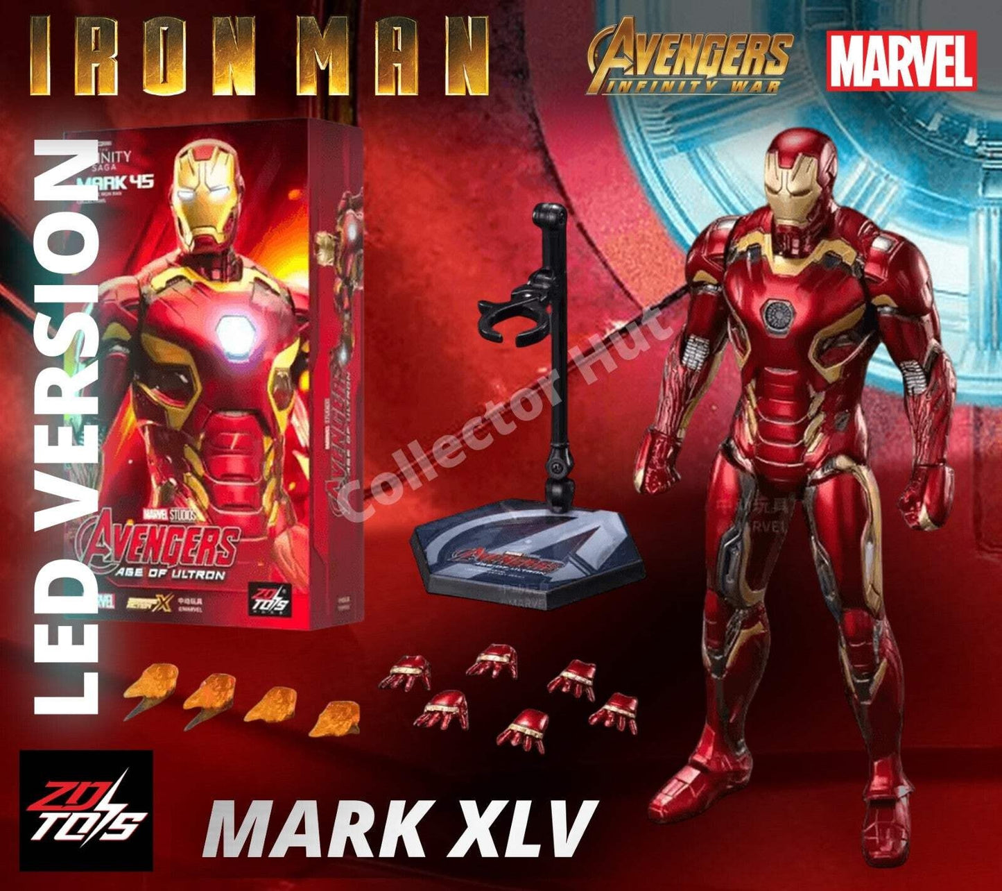 Iron Man Action Figures 1:10 Scale ZD Toys Wave 3 LED Marvel Avengers Infinity S