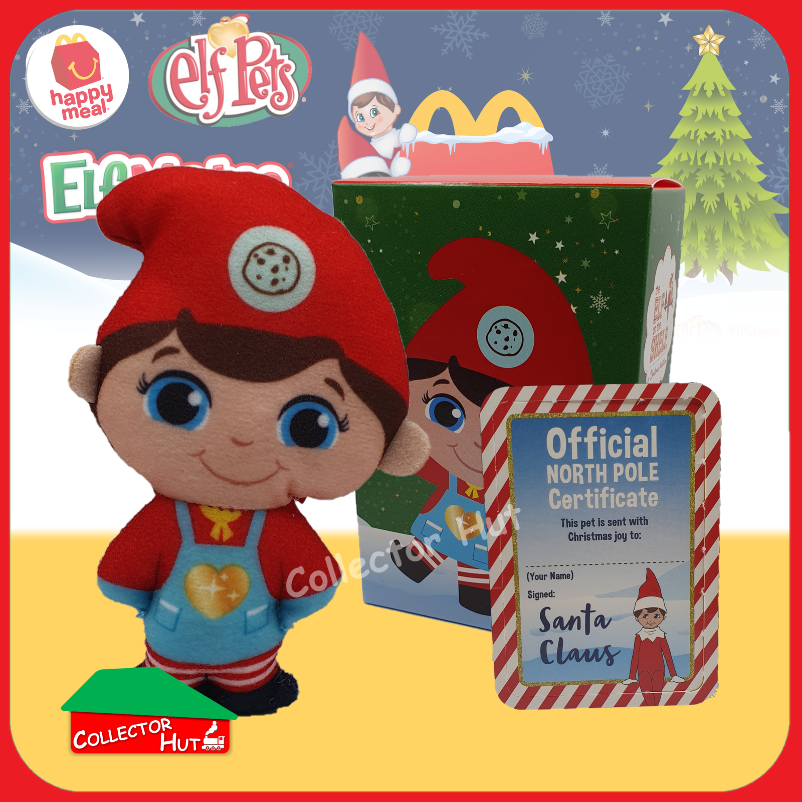 McDonald's Happy Meal 2022 Christmas Elf on the Shelf Plush Toys