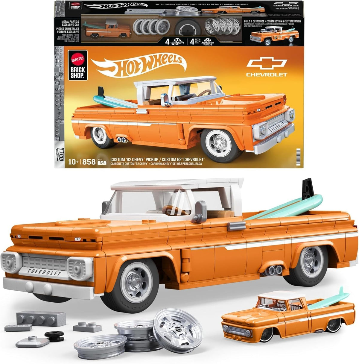 Mattel Brick Shop Hot Wheels ELITE Chevy Pickup 1:16 Scale Model Car Kit