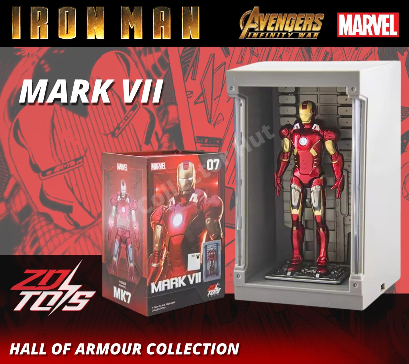 Iron Man Marvel Action Figures 1:20 Scale Hall of Armour Series MK 1-7 ZD Toys