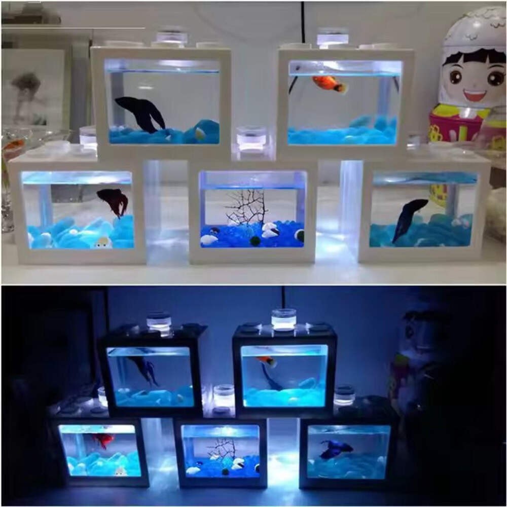 Mini Fish Tank Stackable Building Block Sea Monkey Habitat 500ml 12x10x8cm