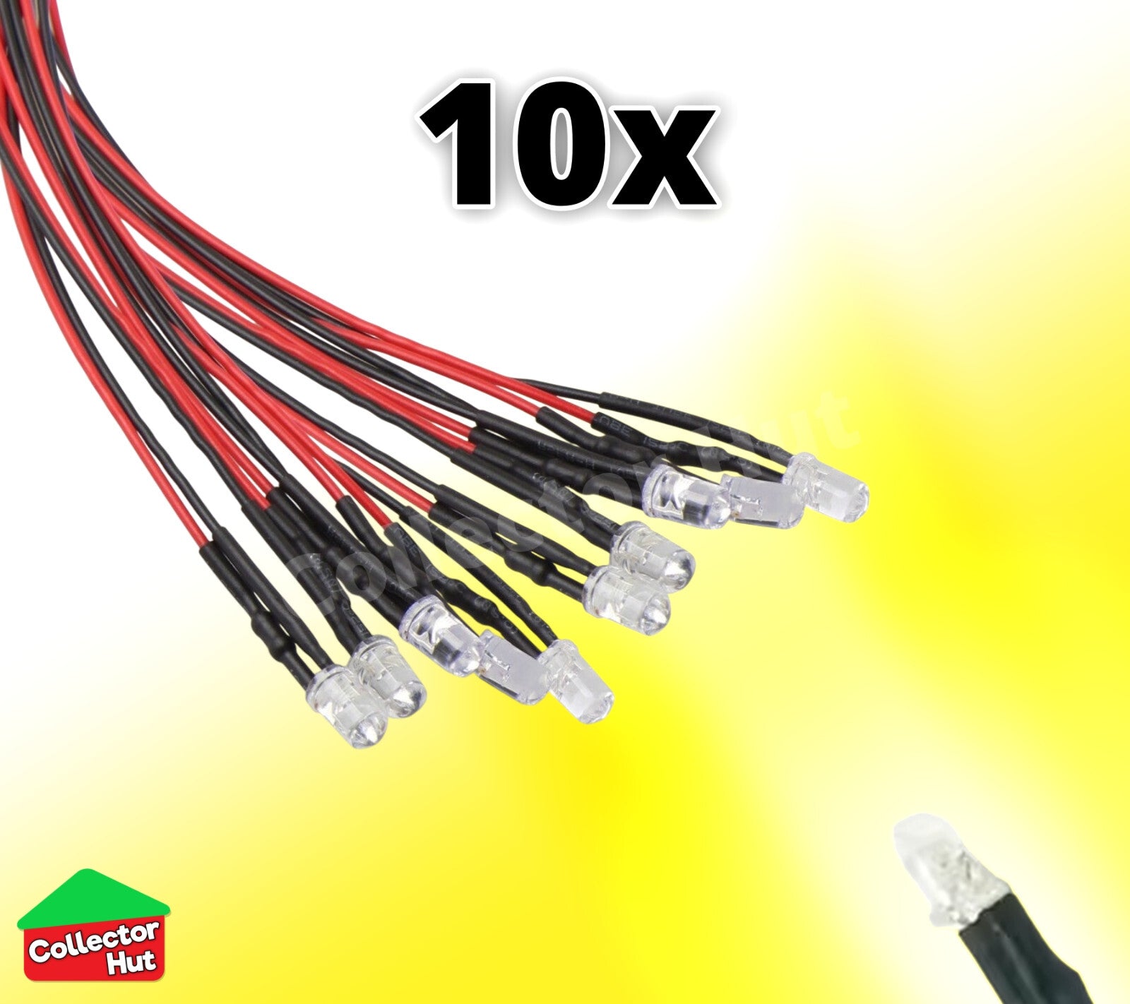 LED Light Bulbs DC 12v Pre-Wired Waterproof 3mm 5mm 10 Pack 20cm RC Cars Trucks