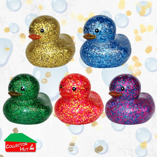 Novelty Rubber Ducks GLITTER 5cm Assorted Characters Designs