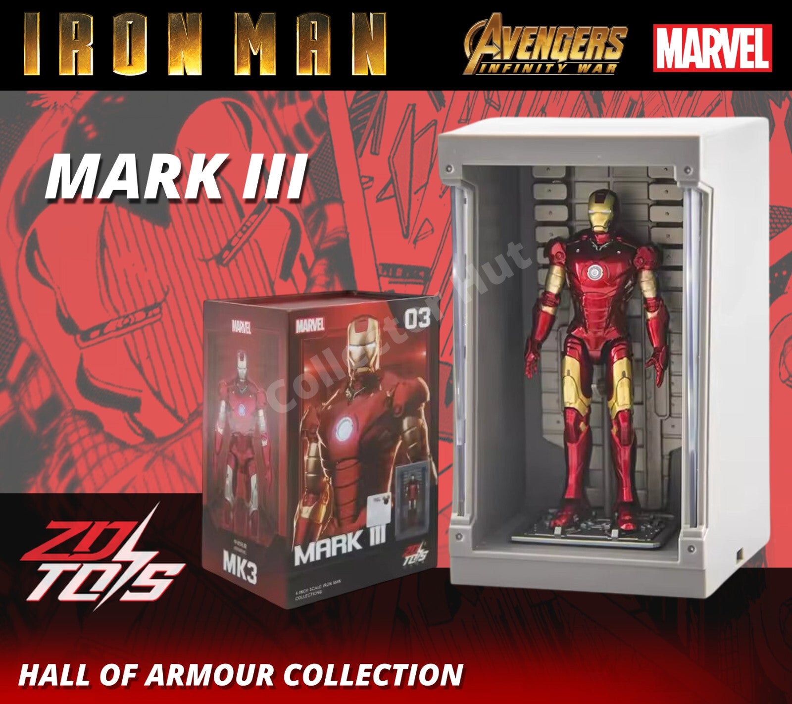Iron Man Marvel Action Figures 1:20 Scale Hall of Armour Series MK 1-7 ZD Toys