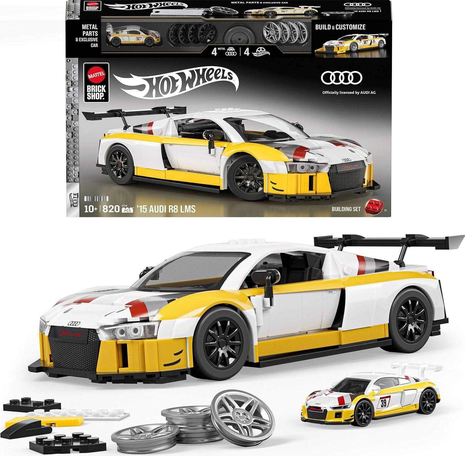 Mattel Brick Shop Hot Wheels ELITE '15 Audi R8 LMS 1:16 Scale Model Kit