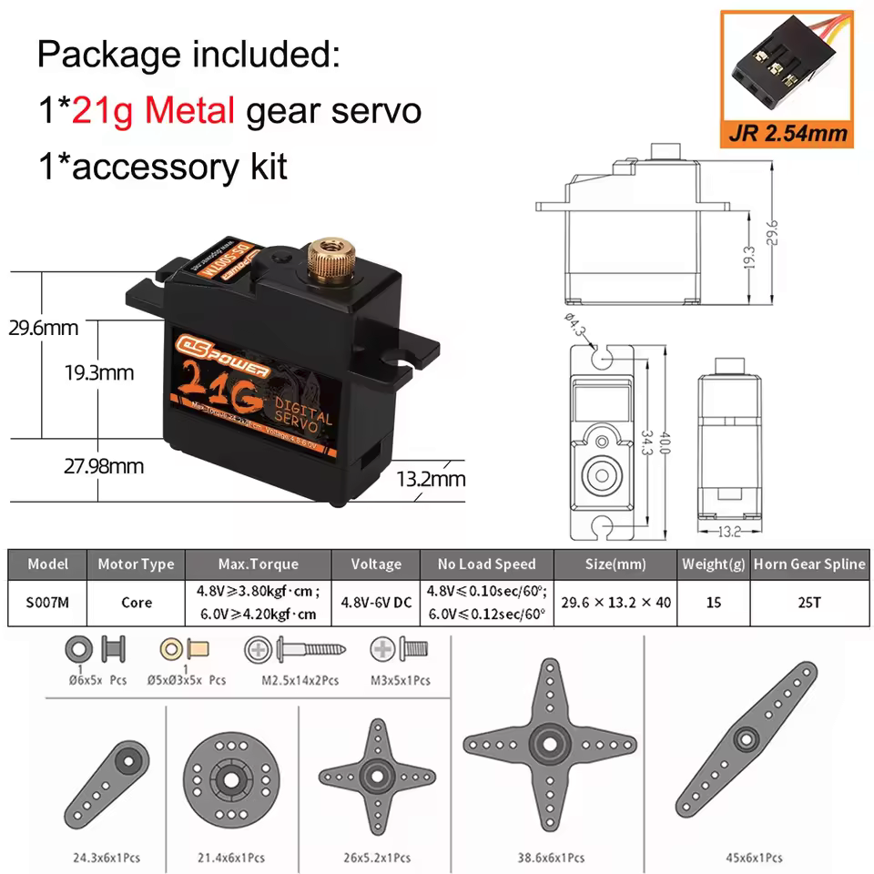 Digital RC Servos 17g 21g 25g 6KG 15KG 20KG JR JST 3 pin 5 pin