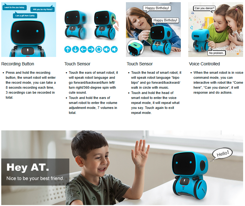 Interactive Smart Robot Kids Toy Voice & Touch Control Dancing Talking Pet Gift
