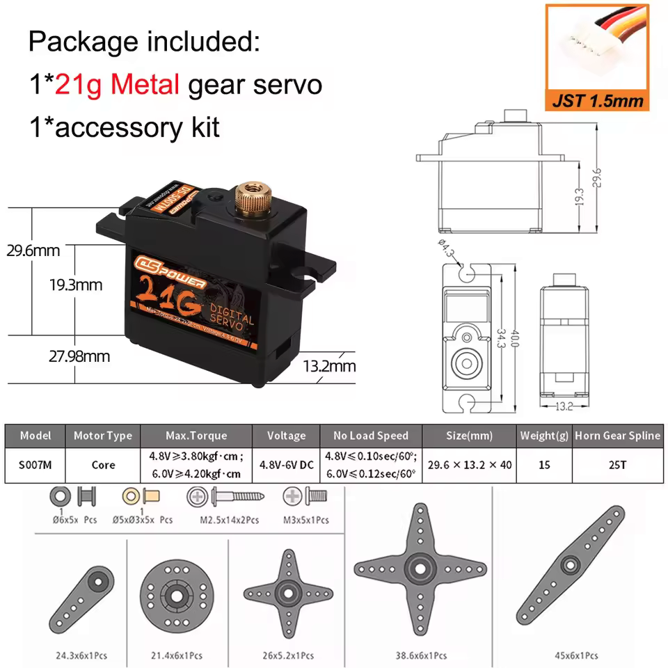 Digital RC Servos 17g 21g 25g 6KG 15KG 20KG JR JST 3 pin 5 pin