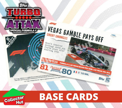 Topps Turbo Attax Formula 1 F1 2024 #1-166 Base Cards YOU CHOOSE