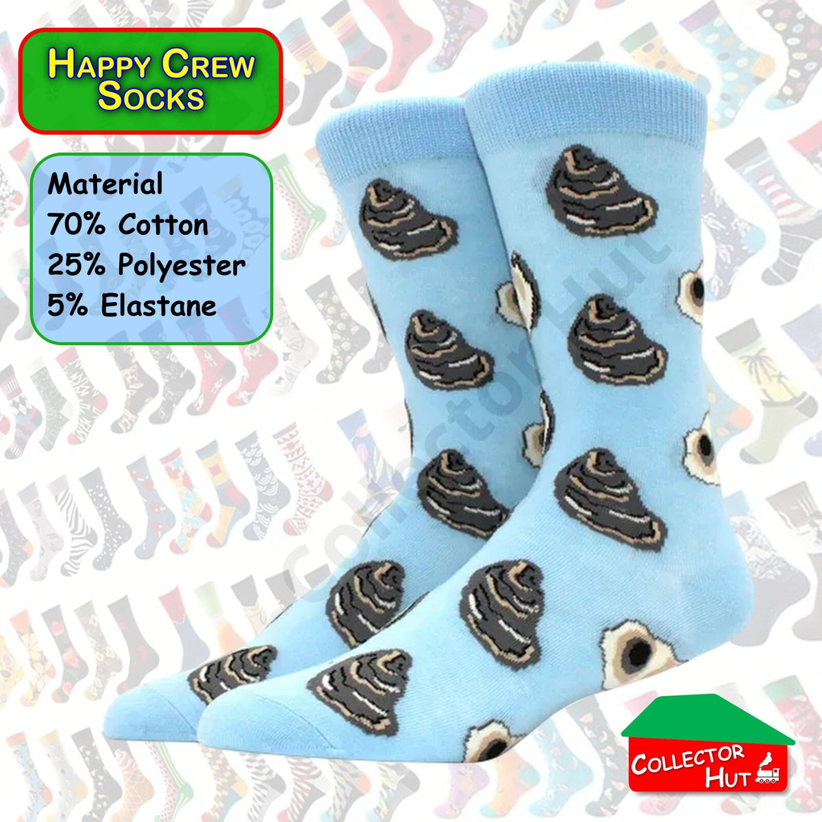 Happy Crew Socks Novelty Breathable Anti-Odour Men's Unisex UK 9-11 EU 43-46