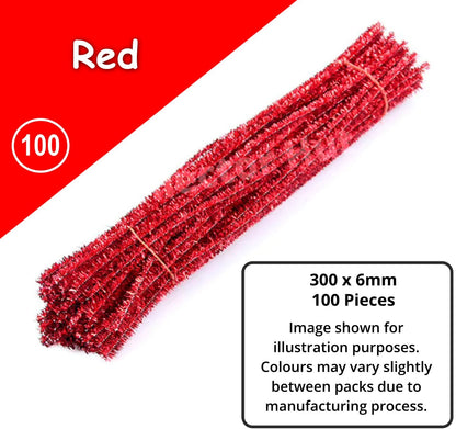 Chenille Craft Stems Pipe Cleaners GLITTER CHRISTMAS 100pcs 30cm x 6mm