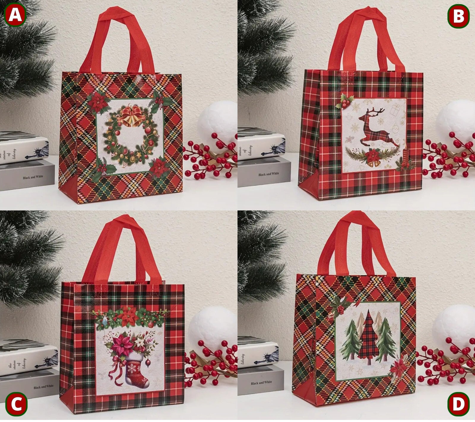 Christmas Novelty Tote Gift Bags Fabric Choose a Pattern